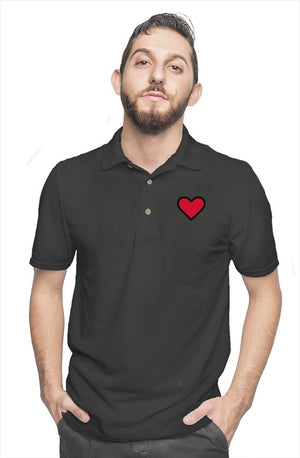 Open image in slideshow, polo red heart (Charcoal)
