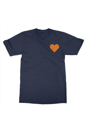 Open image in slideshow, orange heart t shirt (navy)
