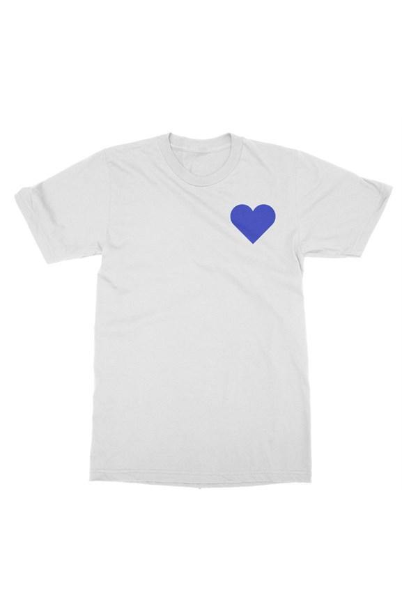 blue heart t shirt (white)