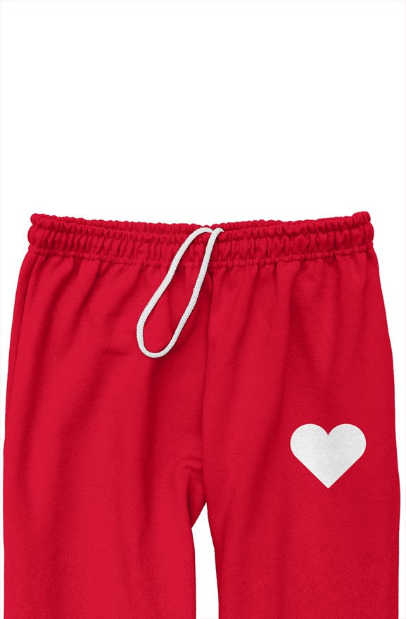 white heart sweatpants (red)