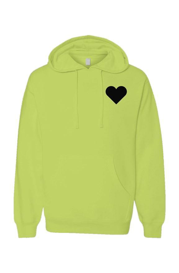 black heart Hoodie (Safety yellow)