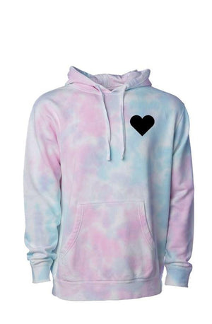 Open image in slideshow, black heart hoodie cotton candy
