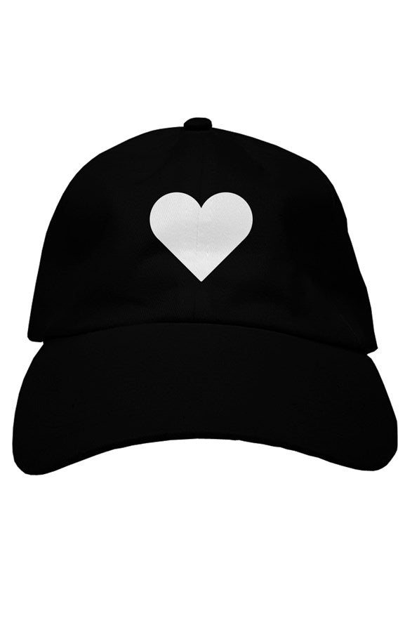 white heart dad hat (black)
