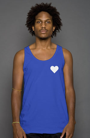 Open image in slideshow, White Heart Tank Top (Blue)
