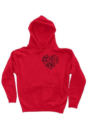 Open image in slideshow, Large Musical Notes Heart hoodie
