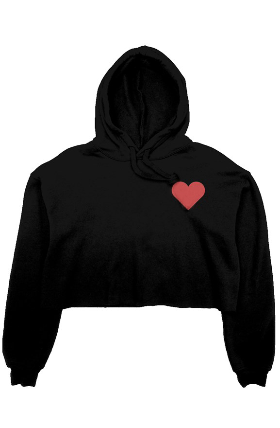 Plain Heart Crop hoodie (Black) - Heart Hoody